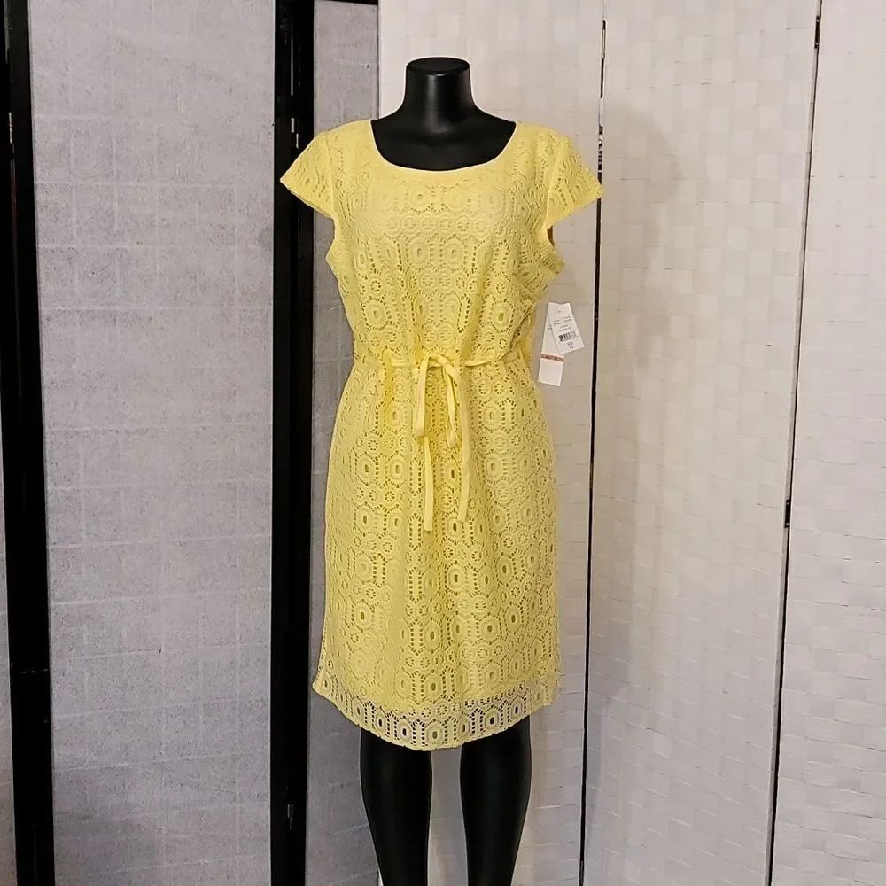 BRAND NEW R&K HIDDEN ZIPPER CLOSURE ROUND NECKLINE SHEATH LACE DRESS - Picture 3 of 15